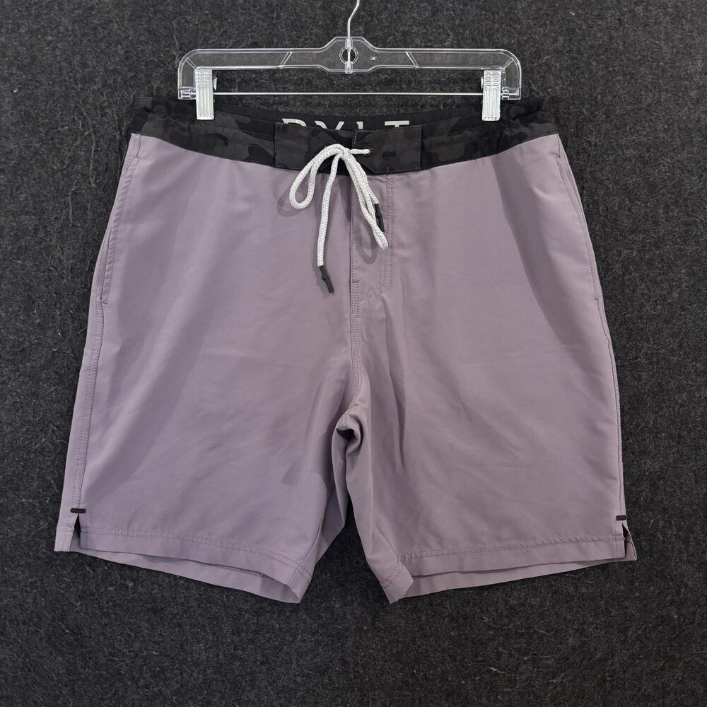BYLT Board Shorts Men's 34 Lavender Camo Waist Swim Trunks Pockets Stretch